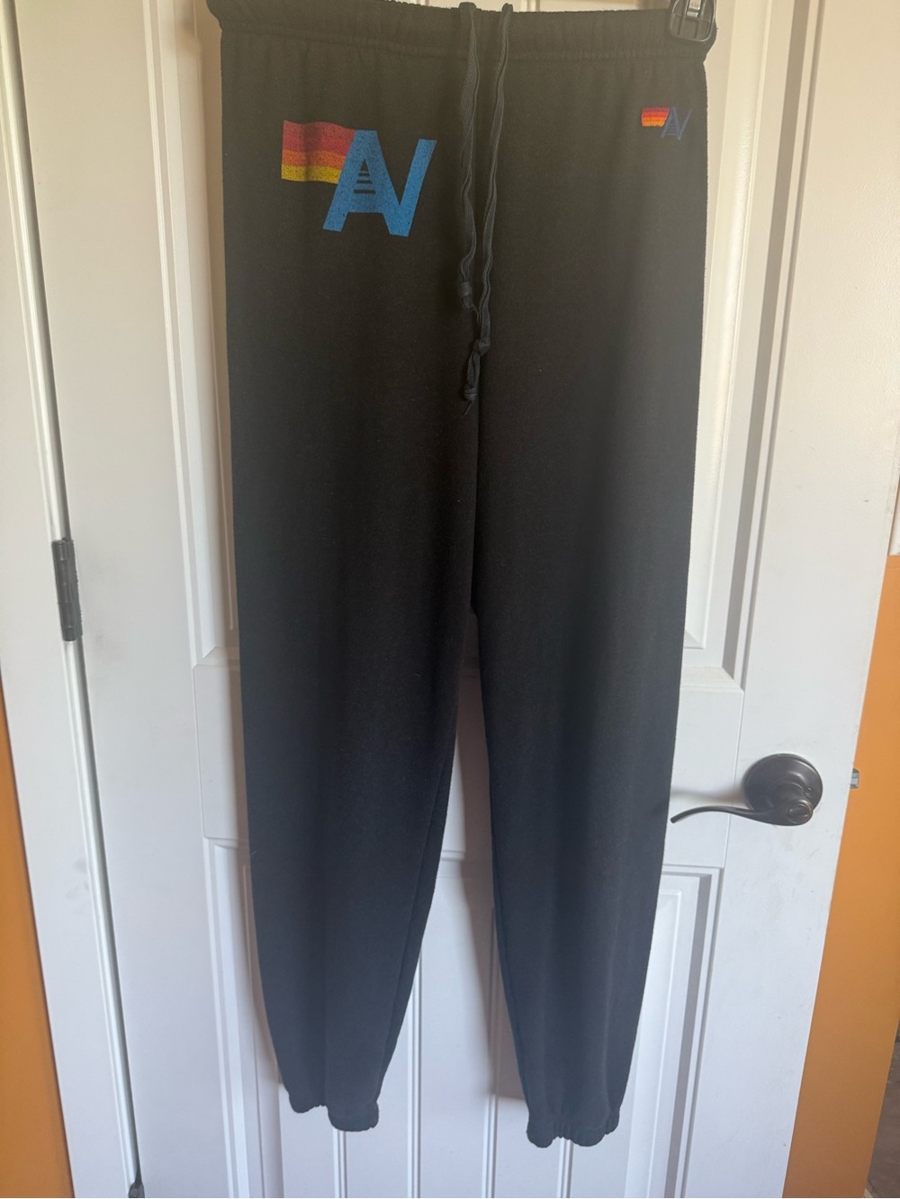 Aviator Nation Black Sweatpants with Rainbow Accent- XS